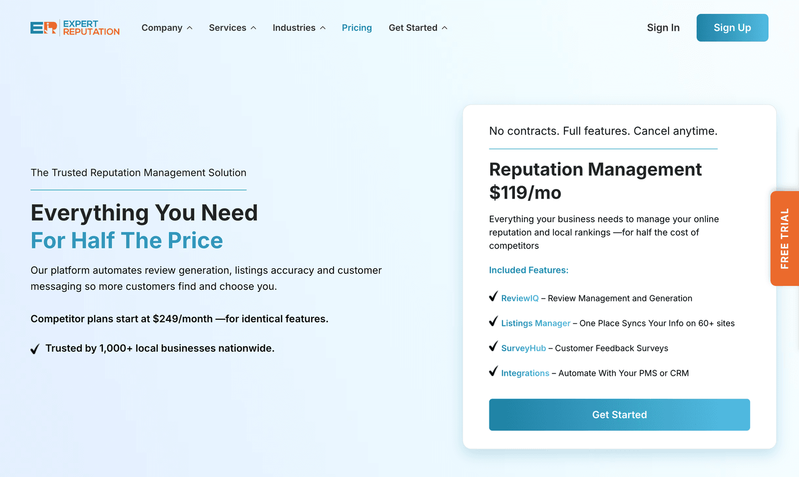Expert Reputation website: Everything you need for half the price